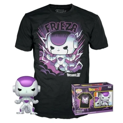 Image of Funko Pop! &amp; Tee: DBZ Frieza FF Medium Dragon Ball T Shirt Clothes With Collectable Vinyl Figure Gift Idea Toys and Short Sleeve Top for Adults Unisex Men Women Anime Fans
