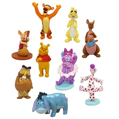Image of Disney Store Winnie The Pooh Deluxe Figurine 9pce Playset containing 9 plastic moulded figurines Suitable for Ages 3+