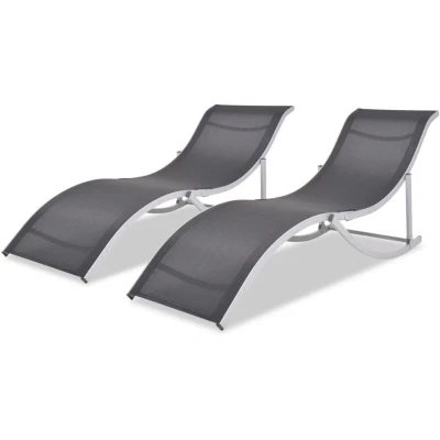 Image of vidaXL Folding Sun Loungers 2 pcs Aluminium and Textilene