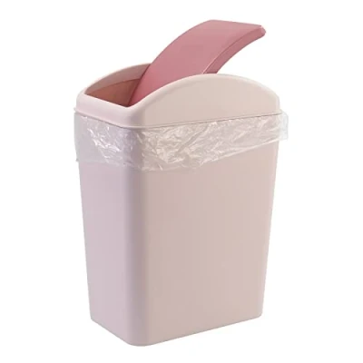 Image of Bringer 15 L Plastic Swing Top Waste Bin, Kitchen Trash Bin with Lid, Pink