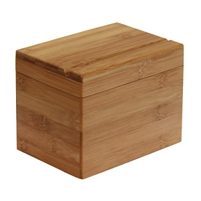 Image of Oceanstar Bamboo Recipe Box with Divider, Natural