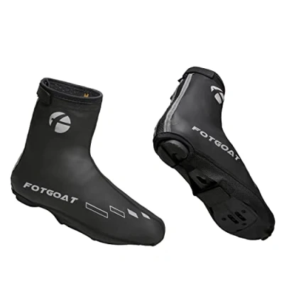 Image of FOTGOAT Waterproof Neoprene Cycling Shoe Covers Winter Thermal Warm Bike Overshoes for Mens Womens Road MTB Booties Black 48/49