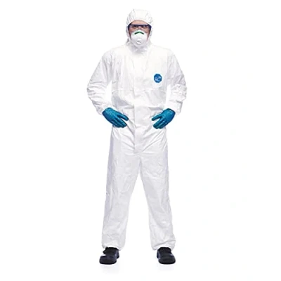 Image of 1 x Dupont Tyvek Classic Painters Disposable Overall Size XL Sprayers Coverall Chest 108 116cm Height 180 188cm White Full Length Front Zip Elasticated Hood &amp; Ankles