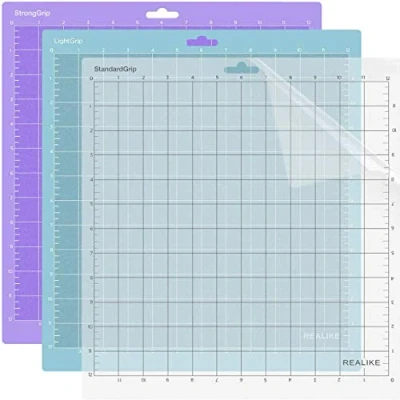 Image of REALIKE Cutting mat for Silhouettes Cameo,12X12 inch Adhesive Sticky in 3Pack Flexible Replacement Vinyl Craft Sewing