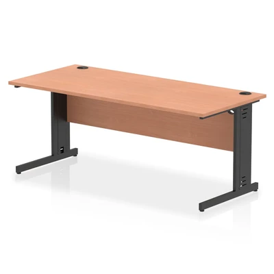 Image of Impulse 1800x800mm Straight Desk Beech Top Black Cable Managed Leg