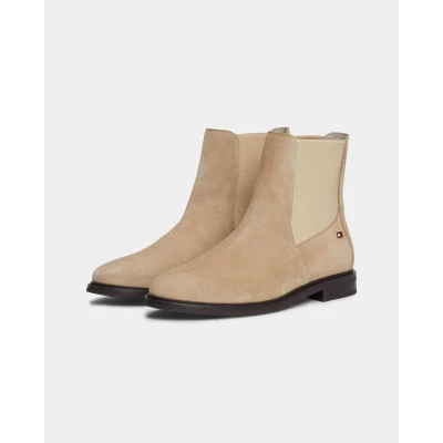 Image of Tommy Hilfiger FLAG LOW Chelsea Classic ankle boots, Women&#039;s, Size: 6.5, Beige Suede