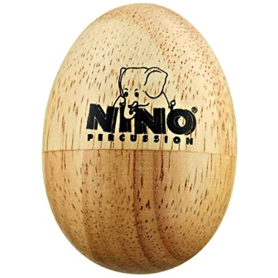 Image of Nino Percussion Wood Egg Shaker Small Rattle for Children from 3 Years Musical Instrument Siam Oak, Natural (NINO562)