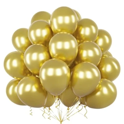 Image of Teselife Metallic Gold Balloons, 50Pcs 12 Inch Shiny Chrome Balloon Arch Garland Kit Men Women Kids Birthday Proposal Wedding Valentine Anniversary Engagement Baby Bridal Shower Party Decoration
