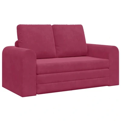 Image of vidaXL Floor Sofa Bed 2 in 1 Wine Red 148x71x83 cm Velvet