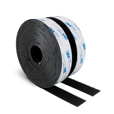 Image of 3M Hook and Loop Self Adhesive Tape 19MM x 6M 9448A Sticky Back Interlocking Nylon Fabric Fastener Heavy Duty Adhesion Strip Black(9448AD)