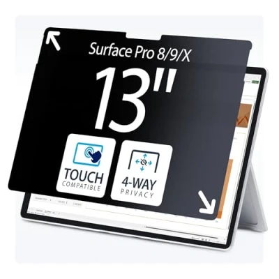 Image of StarTech.com 4 Way Privacy Screen For 13 inch Surface Pro 8/9/X Laptop, Portrait/Landscape, Touch Enabled, +/ 30 Deg. View