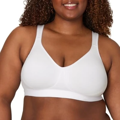 Image of Playtex Women&#039;s 18 Hour Ultimate Lift &amp; Support Wireless Bra Us474c Full Coverage, White Cotton Stretch, 42D