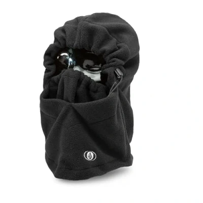 Image of Volcom Men&#039;s Travelin Hood Snowboard Neck Warmer Balaclava, Black S5, One Size