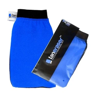 Image of Tan Eraser Spray and Self Remover Exfoliating Mitt Glove Removes Fake Easily (Blue/Black)