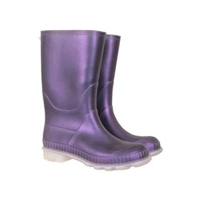 Image of Mountain Warehouse Plain Kids Wellies Waterproof, Soft Jersey Lined Wellington Boots with Gripped Sole For Boys &amp; Girls Spring Summer, Rain, School, Outdoors Purple Shoe Size 2