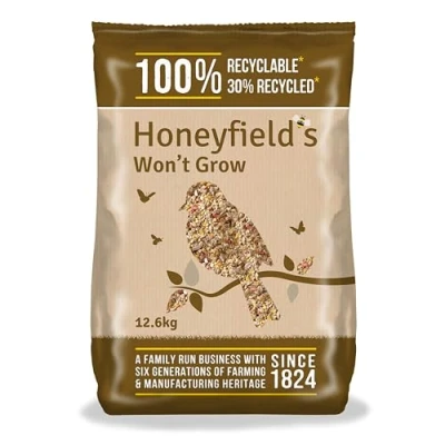 Image of No Grow Bird Seed Mix for Wild Birds Food Small Patios and Non Grass Areas, Kibbled Sunflower Hearts, Peanuts, Ground Feeding Tables (12.6kg) Honeyfield’s