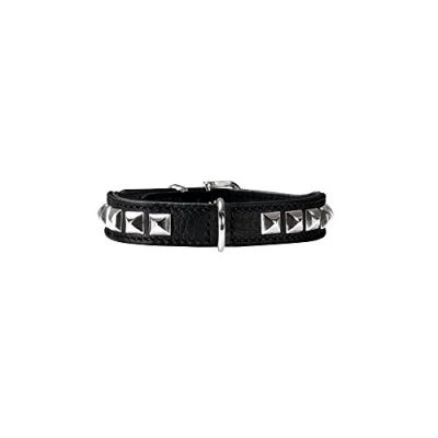 Image of HUNTER Rocky Petit Nickel Collar, 30/23 x 27 cm, Small, Nappa Black