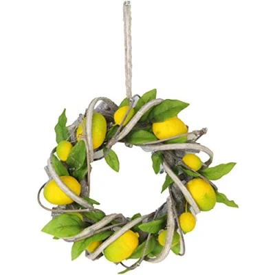 Image of Gisela Graham Artificial Lemon Twig Door Wreath 37cm