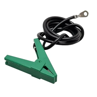 Image of Doblit Replacement Live and Earth Heavy Duty Connection Leads For Electric Fence Energiser Red &amp; Green Ground Spares 130cm Insulated Cable with Crocodile Clip Stainless Steel Teeth