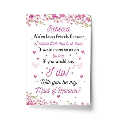 Image of RED OCEAN Personalised Will You Be My Maid of Honour Request Card Wedding Print Gift