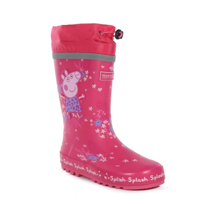 Image of Regatta Kids Waterproof Peppa Pig Splash Wellies Pink Fusion Tropical, Size: UK Infant 9