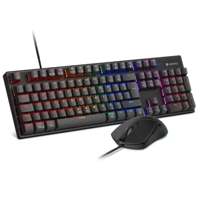 Image of KOORUI Wired Gaming Keyboard and Mouse Combo, Full Sized 104 Keys Machanical Computer with Ergonomic Design Optical for Windows Laptop PC/Mac OS/Xbox Blue Switch