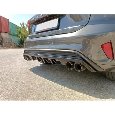 Image of Motordrome K165 003 Rear bumper skirt (Diffusor) compatible with Ford Focus IV ST/ST Line HB 2018 2022 (ABS Glossy Black)