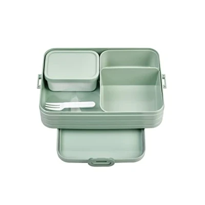 Image of Mepal Bento Box Large Lunch with for 4 Sandwiches or 8 Slices of Bread Sandwiches, Small Snacks &amp; Left Overs Adults Nordic sage