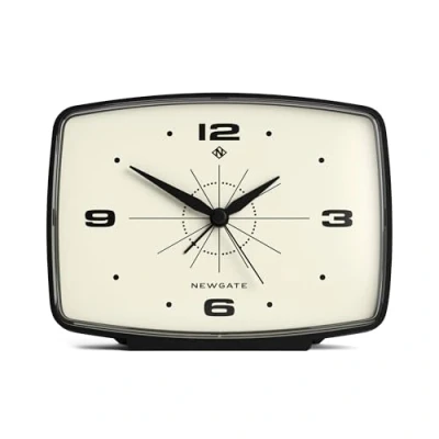 Image of NEWGATE® Brooklyn Retro Alarm/Desk Clock Rectangular Alarm Bedroom Accessories Desk Matt Finish No Tick Black