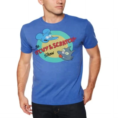Image of Jhym The Simpsons Itchy and Scratchy Show Logo T Shirt Blue