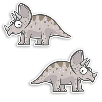Image of 2 x 10cm Funny Triceratops Vinyl Stickers Dino Dinosaur Laptop Sticker #31582 (10cm Wide)