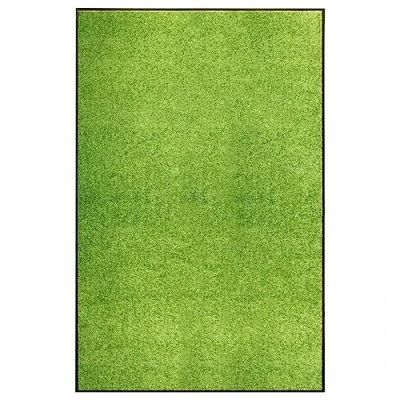 Image of vidaXL Green Doormat Washable Indoor/Outdoor Mat, Non Slip Backing &amp; Highly Absorbent 100% Polyamide Surface Material Size 120x180 cm
