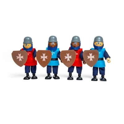 Image of Bigjigs Toys Medieval Wooden Toy Knights 4 Doll Set for Castle, Toys, Dolls House People, Doll&#039;s Playsets