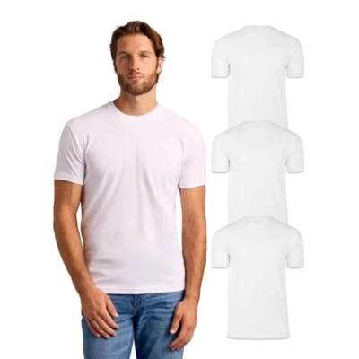 Image of True Classic Mens T Shirts Short Sleeve Crew Neck Plain Shirt for Men, Pack of 3, White, L
