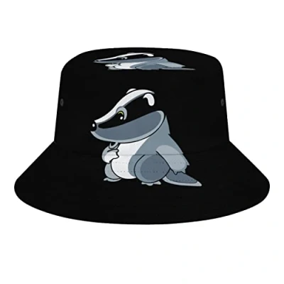 Image of Cartoon Badger Bucket Hat for Men Women Fashion Fisherman Cap Beach Sun Travel Hiking