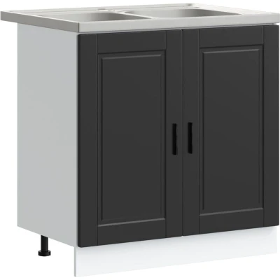 Image of vidaXL Sink Base Cabinet 2 pcs Black 80 x 46 84.5 cm Engineered wood