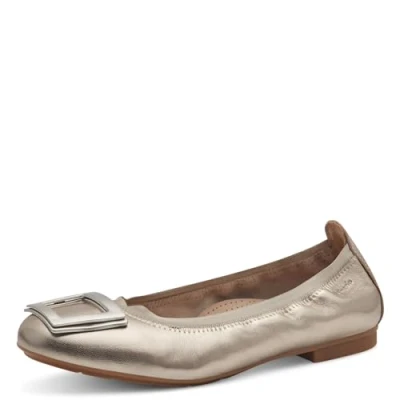 Image of TAMARIS Women&#039;s 8 82103 42 Ballet Flat, Gold, 6.5 UK
