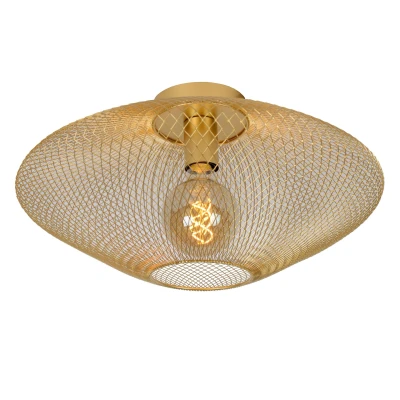 Image of Mesh Modern Flush Ceiling Light Ø 45cm 1xE27 Matt Gold, Brass