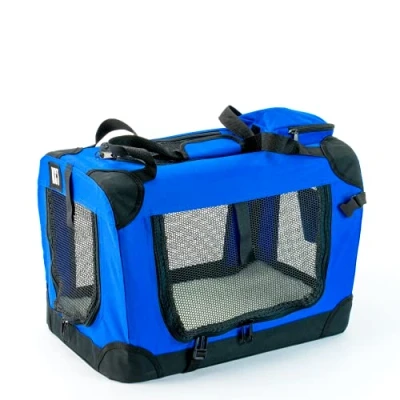 Image of KCT Small Blue Fabric Pet Carrier Crate Travel Transport Bag for Cats and Dogs