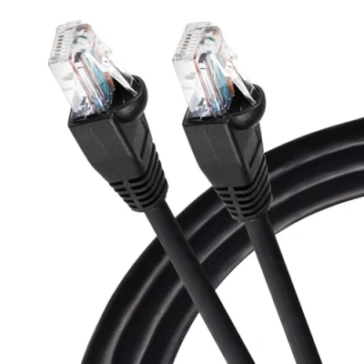 Image of Maplin Ethernet Cable 5M Black, CAT6 Gigabit UTP LAN Network RJ45 High Speed 10Gbps Compatible with Laptop/PC, CCTV, PS4/5, Xbox, Switch, Modem, Router, Smart TV, Printer, Sky Box, WiFi Extender