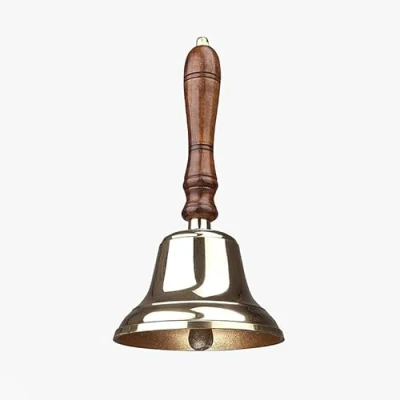 Image of ACL Traditional Wooden Handle Brass Bell Last Order With Metal Clapper Ideal for Hotel, Reception, Dinner, Library, Pub, School Classic Chimes 14x28 cm