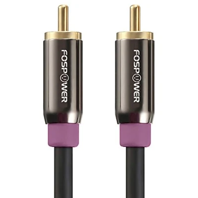 Image of FosPower Subwoofer Cable (3.0M/10FT), [24K Gold Plated Dual Shieldeded] RCA Audio Connector for Surround Sound/Dolby Digital/DTS Male to