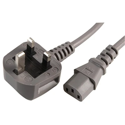 Image of PRO ELEC PE01068 13A UK Plug to IEC C13 Socket Mains Lead, 3m 10A Grey