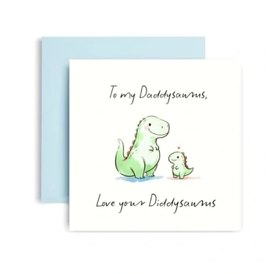 Image of Huxters Birthday card for Daddy Him Men Love You&#039;re Diddysaurus Father&#039;s Day Dad Special from Daughter Son 14.8cm