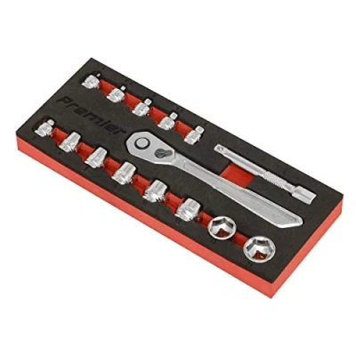 Image of Sealey Premier Low Profile Socket Set 15pc 1/4&quot;Sq Drive Metric Platinum Series