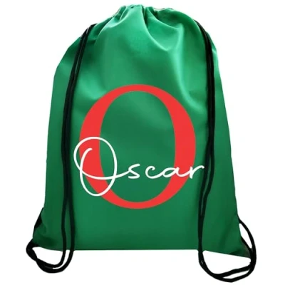 Image of JJLC Personalised PE School Bag Drawstring Sports Initial &amp; Name (Emerald Green)