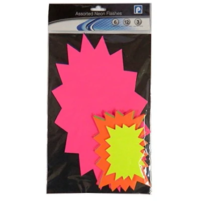 Image of Neon Flashes Assorted Sizes Display Card Pack of 21 Mixed colours
