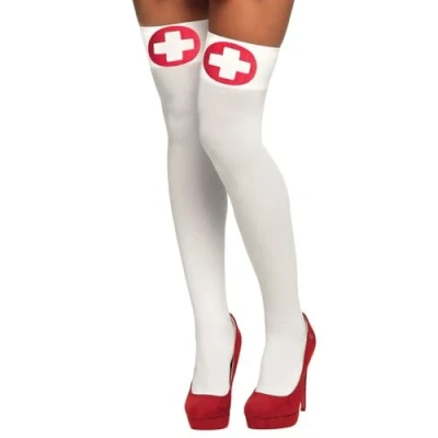 Image of Boland 10117876 02254 Nurse Socks, White/Red, One Size, Unisex