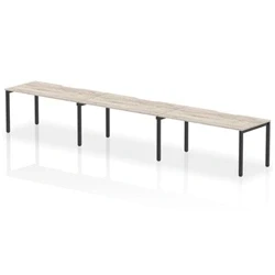 Image of Evolve Plus 1600mm Single Row 3 Person Bench Desk Grey Oak/Black