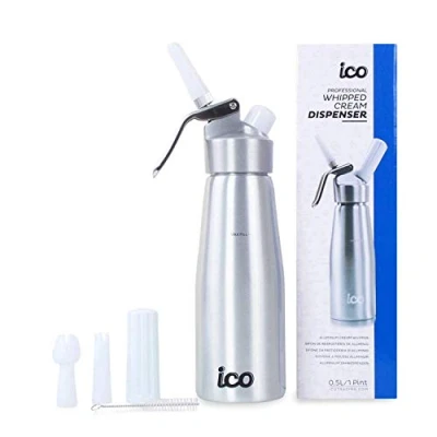 Image of ICO Whipped Cream Dispensers, Aluminum Maker and Dispenser, Professional Whipper